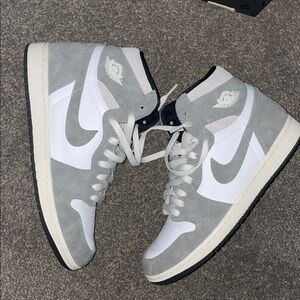 Gray and White High-Top Sneakers